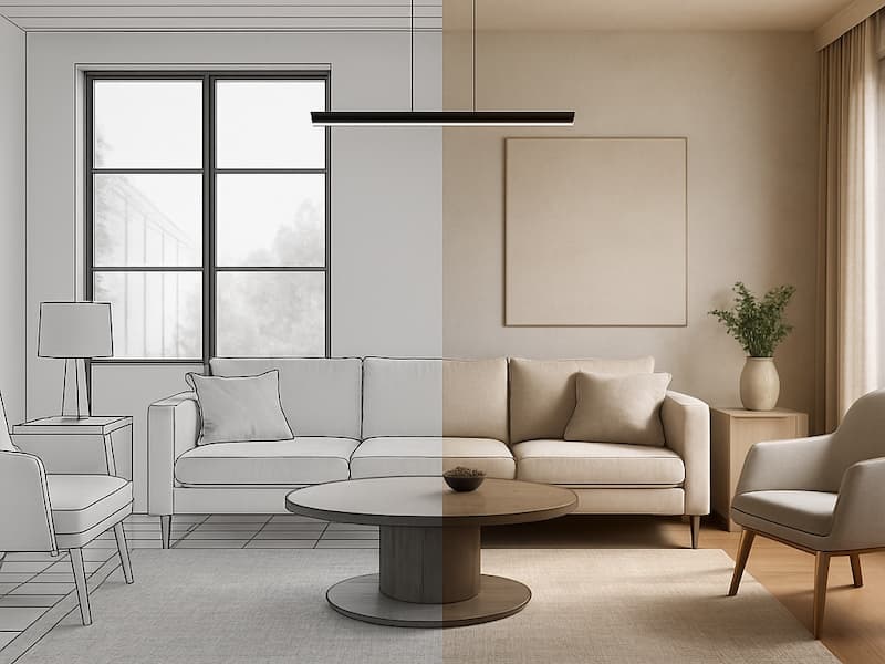 SketchUp to photorealistic transformation